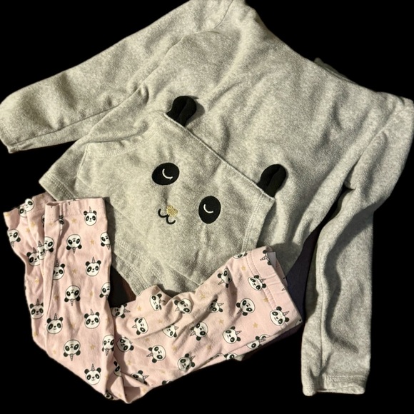 Carter’s 3T Panda 2pc Fleece set Grey & Pink - Picture 2 of 8